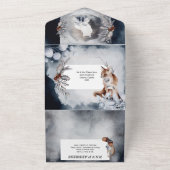 Winterrode vos land sneeuwbruiloft met RSVP All All In One Uitnodiging (Buitenkant)