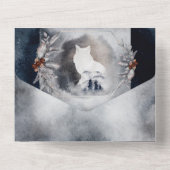 Winterrode vos land sneeuwbruiloft met RSVP All All In One Uitnodiging (Achterkant)