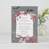 winterrode waterverf florale trouwuitnodiging (Staand voorkant)