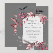 winterrode waterverf florale trouwuitnodiging (Voorkant / Achterkant)
