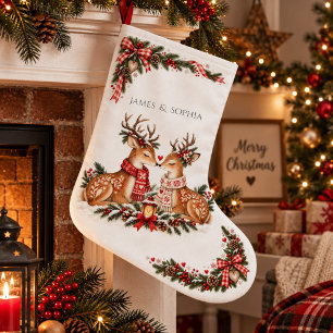 Winterromance Scandinavische Kerst Rendieren Grote Kerstsok