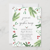 Winterrood en groene sinaasappelwijn kerstfeest kaart (Voorkant)