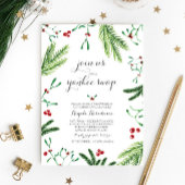 Winterrood en groene sinaasappelwijn kerstfeest kaart