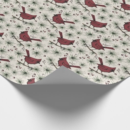 Winterrood kardinaalgetal cadeaupapier (Hoek)