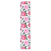  winterrood roze Floral Waterverf Patroon Korte Tafelloper (Voorkant)