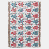 Winterrood Scandinavische Kerstboom Volkskunst Deken (Voorkant Verticaal)