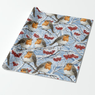Winterroodborstjes en Besneeuwde Takken Cadeaupapier