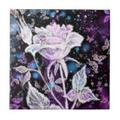 WinterRoos en vlinders Keramische Tegel Tegeltje (Voorkant)