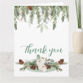 Winterroos Pinery-monogram Bedankkaart (Voorkant)