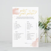 Winterroze Baby shower game Wat in je tas (Staand voorkant)