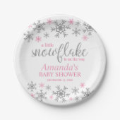 Winterroze Baby shower Snowflake Papieren Bordje (Voorkant)