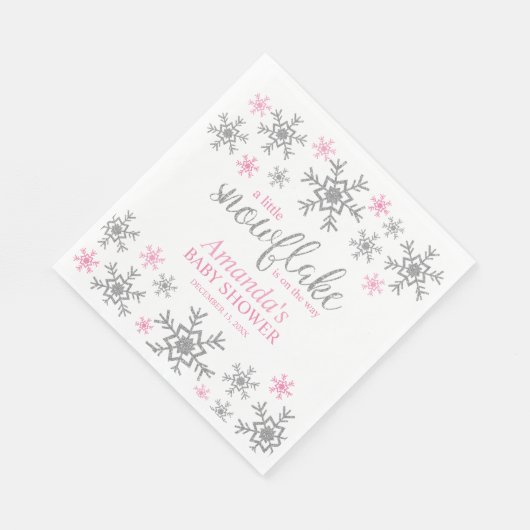 Winterroze Baby shower Snowflake Servet (Hoek)