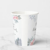 Winterroze Baby shower van de Floral Pine Trees Papieren Bekers (Links)
