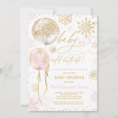 Winterroze en goudsneeuwvlokBaby shower Kaart (Voorkant)