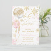 Winterroze en goudsneeuwvlokBaby shower Kaart (Staand voorkant)