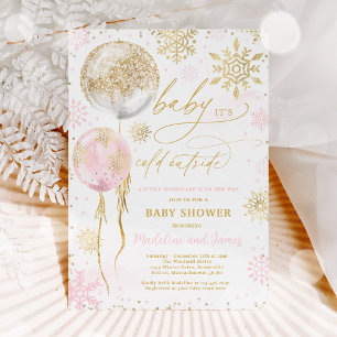 Winterroze en goudsneeuwvlokBaby shower Kaart