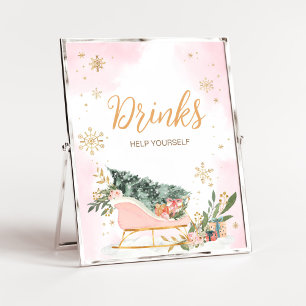 Winterroze gouden sneeuwvlok Drinken Poster