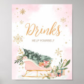 Winterroze gouden sneeuwvlok Drinken Poster (Voorkant)