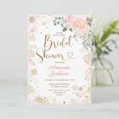 Winterroze Snowflake Floral Vrijgezellenfeest Kaart (Staand voorkant)