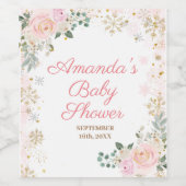 Winterroze Vrijgezellenfeest Snowflakes Wijn Etiket (Enkel label)