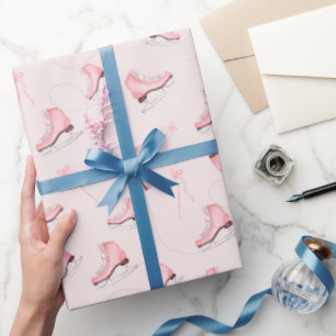 Winterroze waterverf schaatsen cadeaupapier