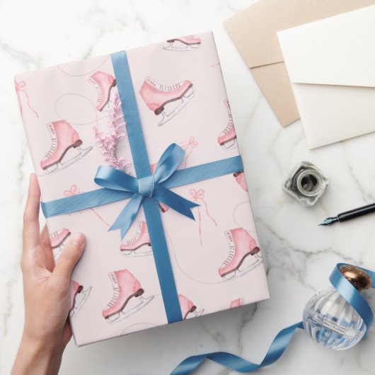 Winterroze waterverf schaatsen cadeaupapier (Geschenken)