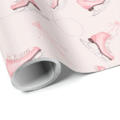 Winterroze waterverf schaatsen cadeaupapier (Rol Hoek)