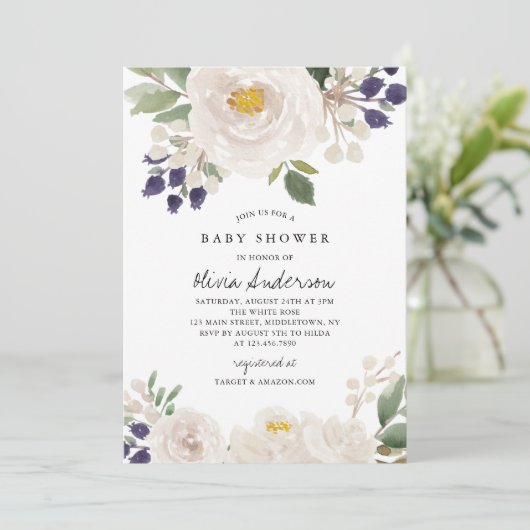 WinterRozen Baby shower Kaart (Staand voorkant)