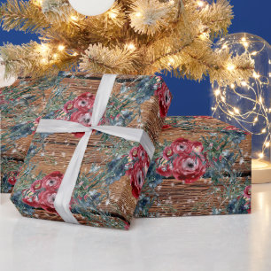 WinterRozen Pine Spruce Trellis Barn Board Cadeaupapier