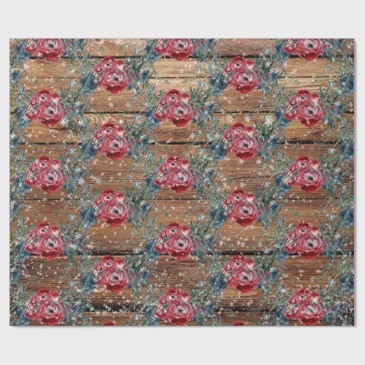 WinterRozen Pine Spruce Trellis Barn Board Cadeaupapier (Vlak)