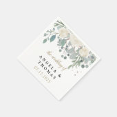 Winterrozen Witte Gouden Bloemen Bruiloft Servet (Hoek)