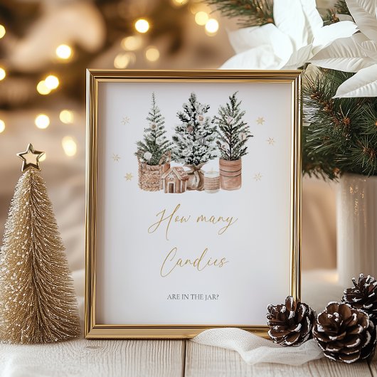 Winterrustieke kerstbomen Hoeveel Snoepjes Poster