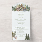 Winterrustieke schuur in Bossen Alles in één bruil All In One Uitnodiging (Binnen)