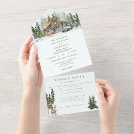 Winterrustieke schuur in Bossen Alles in één bruil All In One Uitnodiging