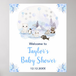 Winters Arctische Dieren Baby Shower Welkom Poster