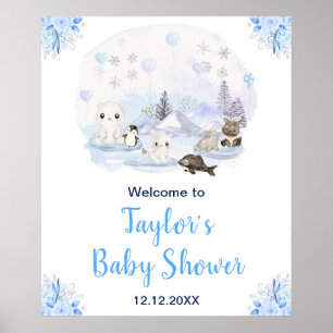 Winters Arctische Dieren Baby Shower Welkom Poster