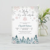 Winters baby shower uitnodiging (Staand voorkant)