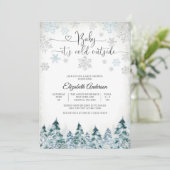 Winters baby shower uitnodiging (Staand voorkant)