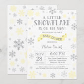 Winters baby shower uitnodiging Geel Sneeuwvlok (Voorkant / Achterkant)