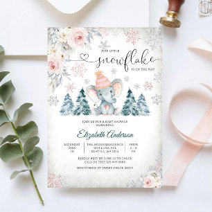 Winters babyolifantje shower uitnodiging