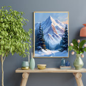Winters berglandschap aquarel schilderij poster
