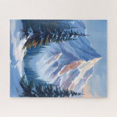 Winters berglandschap aquarelschilderij legpuzzel (Horizontaal)