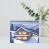 Winters Blokhut Feestdagenkaart (Staand voorkant)