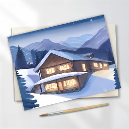 Winters Blokhut Feestdagenkaart