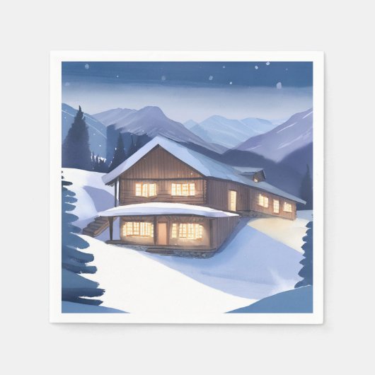 Winters Blokhut Servet (Voorkant)