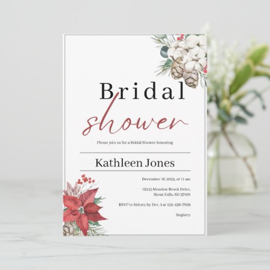 Winters bruidsfeest uitnodiging (Staand voorkant)