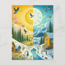 Winter's Chill naar Lente's Happy Vernal Equinox Briefkaart