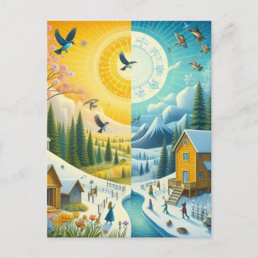 Winter's Chill naar Lente's Happy Vernal Equinox Briefkaart (Voorkant)