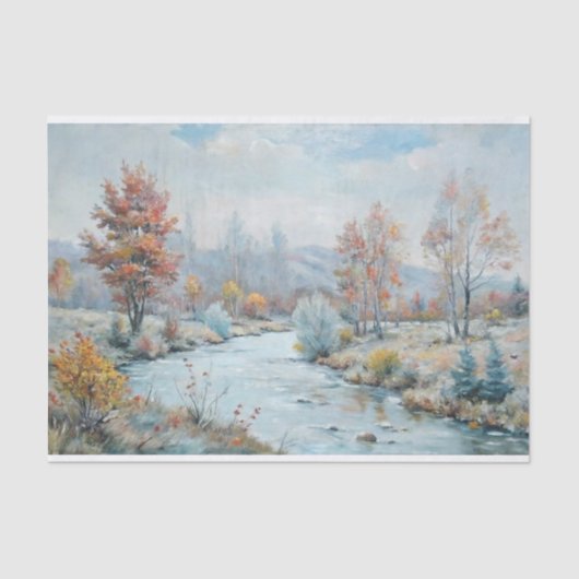Winter's Dawn - Pastel Autumn River Decoupage Tissuepapier (Voorkant)