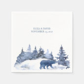 Winters dennenbomen aquarel servet (Voorkant)